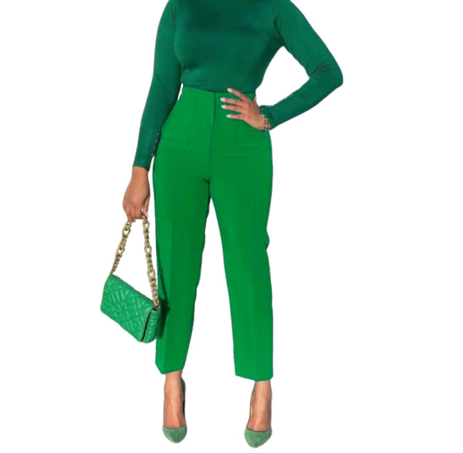 Elegantsed naiste püksid reisimiseks kontoris 2023, sügis/talv, uus mood, vabaaja õhukesed kõrge vöökohaga püksid, ühevärvilised Pantalon Femme