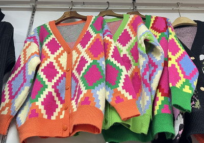 Naiste teemant Jacquard kampsun Sügistalv Lihtne Pullover Roosa Kardigan Kootud Elastne Kampsun Vabaaja soojad Y2k Top džemprid