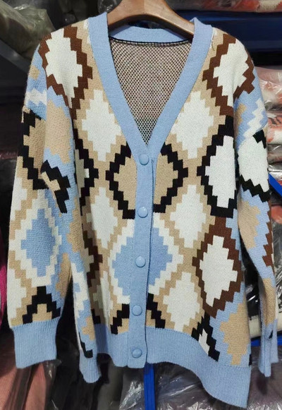 Naiste teemant Jacquard kampsun Sügistalv Lihtne Pullover Roosa Kardigan Kootud Elastne Kampsun Vabaaja soojad Y2k Top džemprid