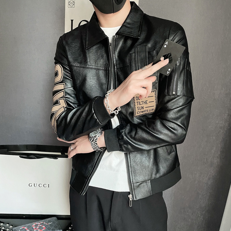 Κορεάτικο στυλ Slim Fit Trend Δερμάτινα μπουφάν Ανδρικά μπουφάν Ανδρικά μπουφάν Ανδρικά δερμάτινα μπουφάν για την άνοιξη και το φθινόπωρο Ανδρικά νέα S-3XL