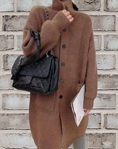 Pikk kootud kampsun naiste vintage 2023 tasku kevad-sügis talvetriibulised džemprid Ülerõivad kampsunid Y2k kampsun mantel jakk