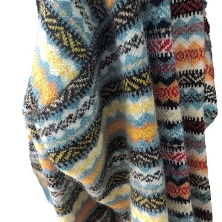 Плетена жилетка Дамска реколта 2023 г. с джоб Пролет Есен Зима Цветни блокови джъмпери Връхни дрехи Пуловери Y2k Пуловер Палто Яке