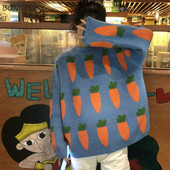 Γυναικεία πουλόβερ Καρότα εμπριμέ πουλόβερ με λαιμόκοψη Πλεκτά πουλόβερ Χαριτωμένα υπέροχα παχύ φοιτητικά ρούχα Κορεάτικου στυλ Λεπτά μαλακά