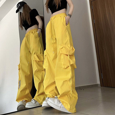 Y2k Cargo püksid naistele Harajuku tänavarõivad kottis laia säärega langevarjupüksid naiste Korea Edgy stiilis sörkimispüksid