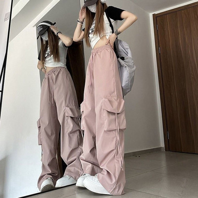 Y2k Cargo püksid naistele Harajuku tänavarõivad kottis laia säärega langevarjupüksid naiste Korea Edgy stiilis sörkimispüksid