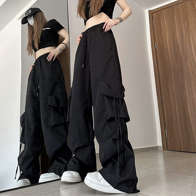 Y2k Cargo püksid naistele Harajuku tänavarõivad kottis laia säärega langevarjupüksid naiste Korea Edgy stiilis sörkimispüksid