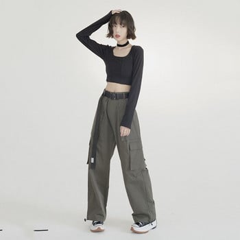 American Hiphop Pocket Wear Workwear Παντελόνι Ins Street Vibe Loose Εφαρμογή ίσιο πόδι Casual παντελόνι Μοντέρνο γυναικείο παντελόνι σε στυλ ρετρό
