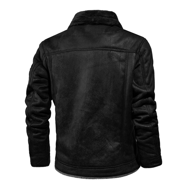 ανδρικά μπουφάν Thicken Faux Fur Fleece Jacket ανδρικό Loose Lambs Wool Lapel Pocket Outerwear Winter Chic Μονόστητο παλτό Street