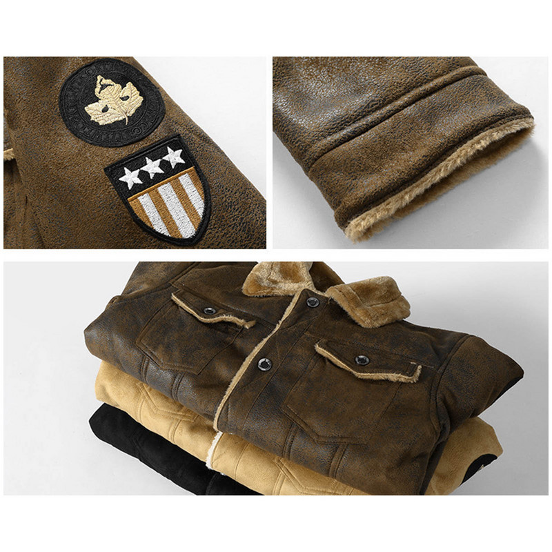 ανδρικά μπουφάν Thicken Faux Fur Fleece Jacket ανδρικό Loose Lambs Wool Lapel Pocket Outerwear Winter Chic Μονόστητο παλτό Street