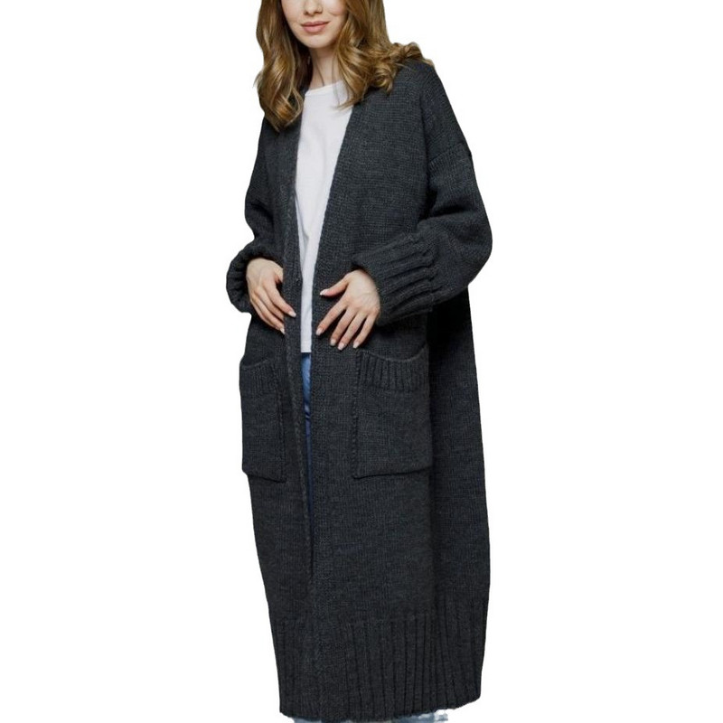 Pikk kootud kardigan naiste plusssuuruses Vintage 2023 tasku kevad sügistalv džemprid ülerõivad kampsunid Y2k kampsun mantel jakk