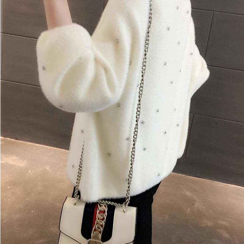 2023. aasta naiste vabaaja mantel, imiteeriv naaritsa karusnahk, massiivne kaelus kampsun jakk Sügistalvereided pärlitega ülerõivastega naistele