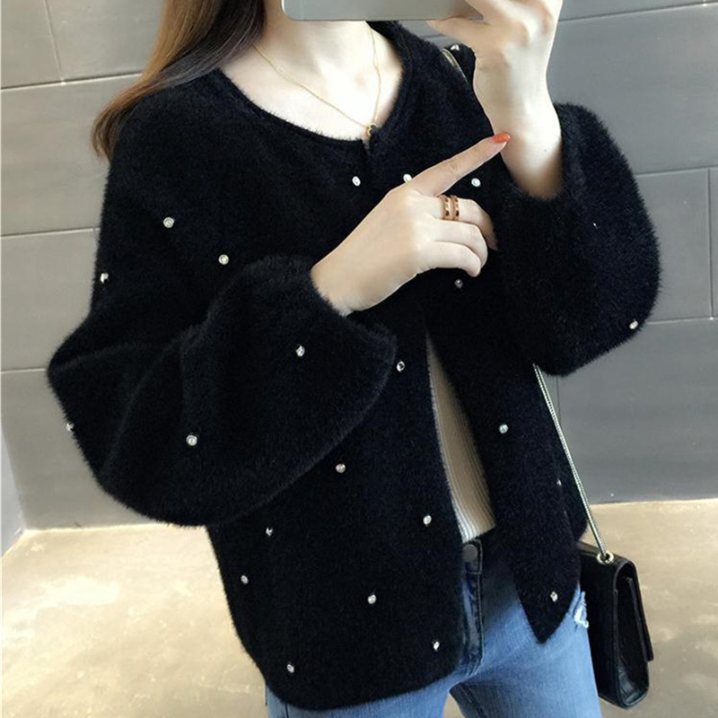 2023. aasta naiste vabaaja mantel, imiteeriv naaritsa karusnahk, massiivne kaelus kampsun jakk Sügistalvereided pärlitega ülerõivastega naistele