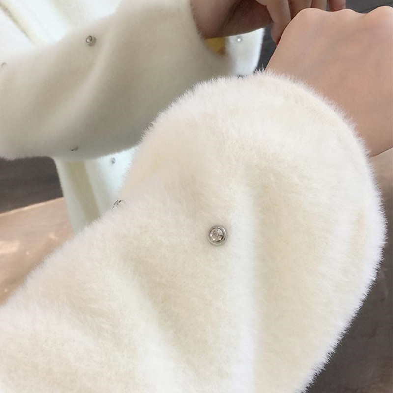 2023. aasta naiste vabaaja mantel, imiteeriv naaritsa karusnahk, massiivne kaelus kampsun jakk Sügistalvereided pärlitega ülerõivastega naistele