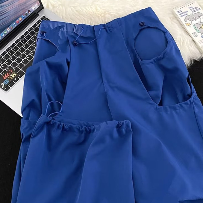 Naiste püksid Solid Punk Vaba aeg Taskud Plisseeritud püksid Keskmine vöökoht Mugav klassikaline koolitüdruku šikk Trendikas lihtne tehniline riietus