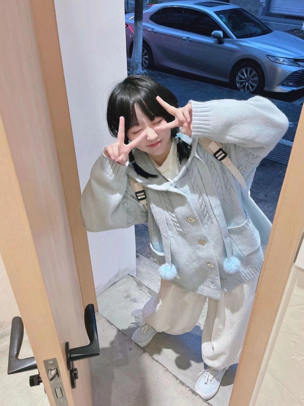 KOSAHIKI Japanski kawaii pleteni kardigan s gumbima Ženski plavi kardigan Damski Harajuku Pulover s kapuljačom za slatku djevojku Jakne Y2k kaput