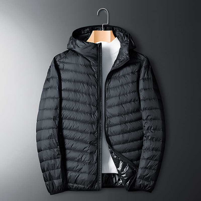 Πουπουλένια χειμωνιάτικα ανδρικά βελούδινα ζεστά μπουφάν Ανδρικά ελαφριά συσσώρευση θερμότητας Αντιανεμικά πουπουλένια μπουφάν Ανδρικό παλτό με κουκούλα