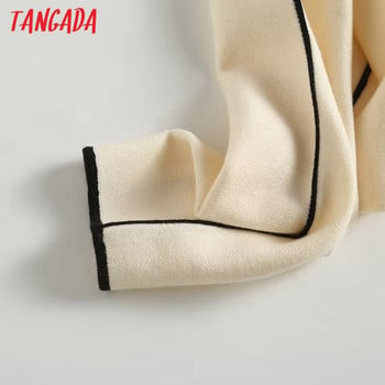 Tangada Γυναικεία χρυσά κουμπιά Crop Knit Ζακέτα πουλόβερ μακρυμάνικο γυναικείο πανωφόρι 4C330