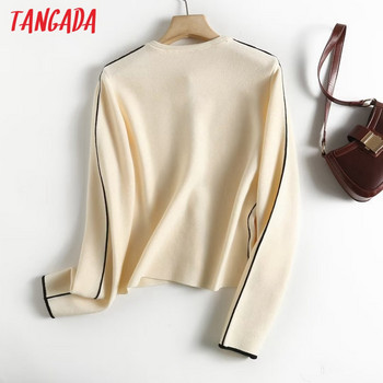 Tangada Γυναικεία χρυσά κουμπιά Crop Knit Ζακέτα πουλόβερ μακρυμάνικο γυναικείο πανωφόρι 4C330