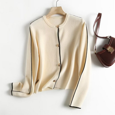 Tangada Γυναικεία χρυσά κουμπιά Crop Knit Ζακέτα πουλόβερ μακρυμάνικο γυναικείο πανωφόρι 4C330