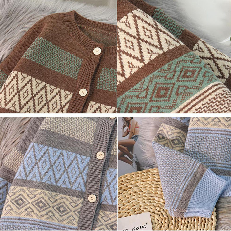 Triibuliste paneelidega kampsunid Naiste Vintage Disain vabaaja Retro Sobivad Naiste Esteetilised Stiilsed Temperamendiga Kampsunid Rõivad