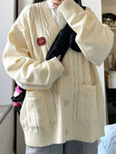 Preppy πουλόβερ Ζακέτα Γυναικεία Υπερμεγέθη Χαλαρή Πλεκτή Ζακέτα Γυναικεία Κορεάτικη μόδα Twist με λαιμόκοψη Harajuku Γυναικείο παλτό πουλόβερ