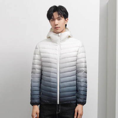 Νέο ανδρικό ανοιχτό τζάκετ μαύρο μεγάλου μεγέθους Χειμερινό μπουφάν Μαλακό ζεστό ανδρικό χειμωνιάτικο παλτό Κορεατικό ανοιχτό πουπουλένιο παλτό με κουκούλα