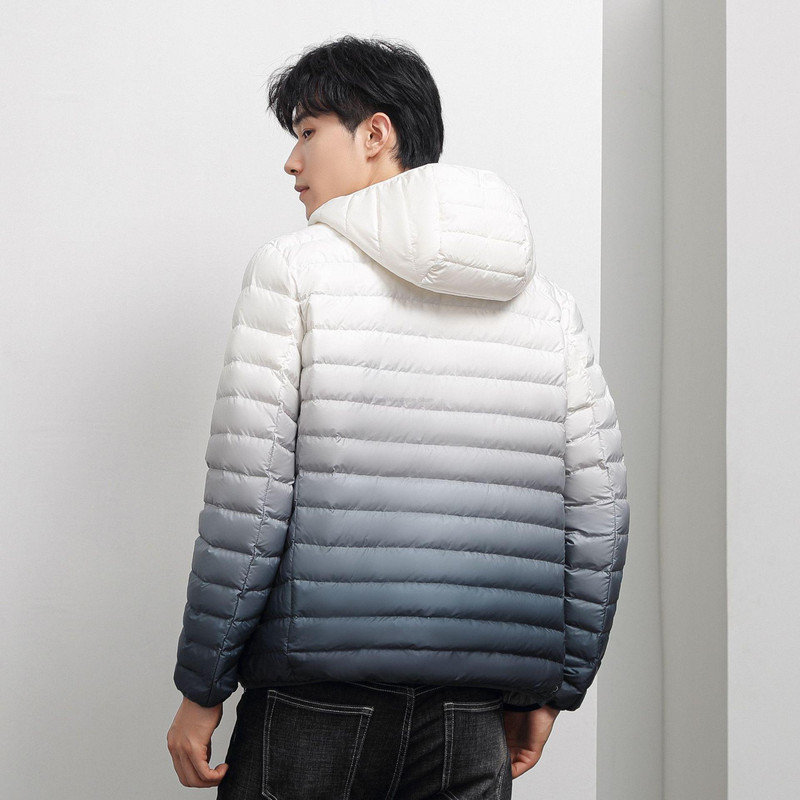 Νέο ανδρικό ανοιχτό τζάκετ μαύρο μεγάλου μεγέθους Χειμερινό μπουφάν Μαλακό ζεστό ανδρικό χειμωνιάτικο παλτό Κορεατικό ανοιχτό πουπουλένιο παλτό με κουκούλα