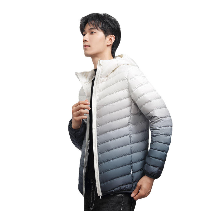 Νέο ανδρικό ανοιχτό τζάκετ μαύρο μεγάλου μεγέθους Χειμερινό μπουφάν Μαλακό ζεστό ανδρικό χειμωνιάτικο παλτό Κορεατικό ανοιχτό πουπουλένιο παλτό με κουκούλα