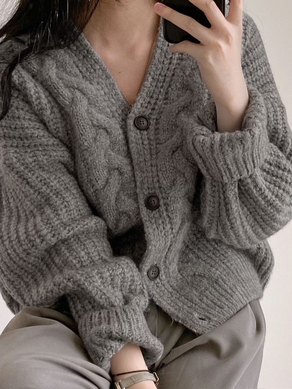 Cardigan tricotat elegant de toamnă 2022, pentru femei, cu mânecă lungă, largi, solide, calde, topuri, pentru femei, la modă coreeană, la un singur piept.