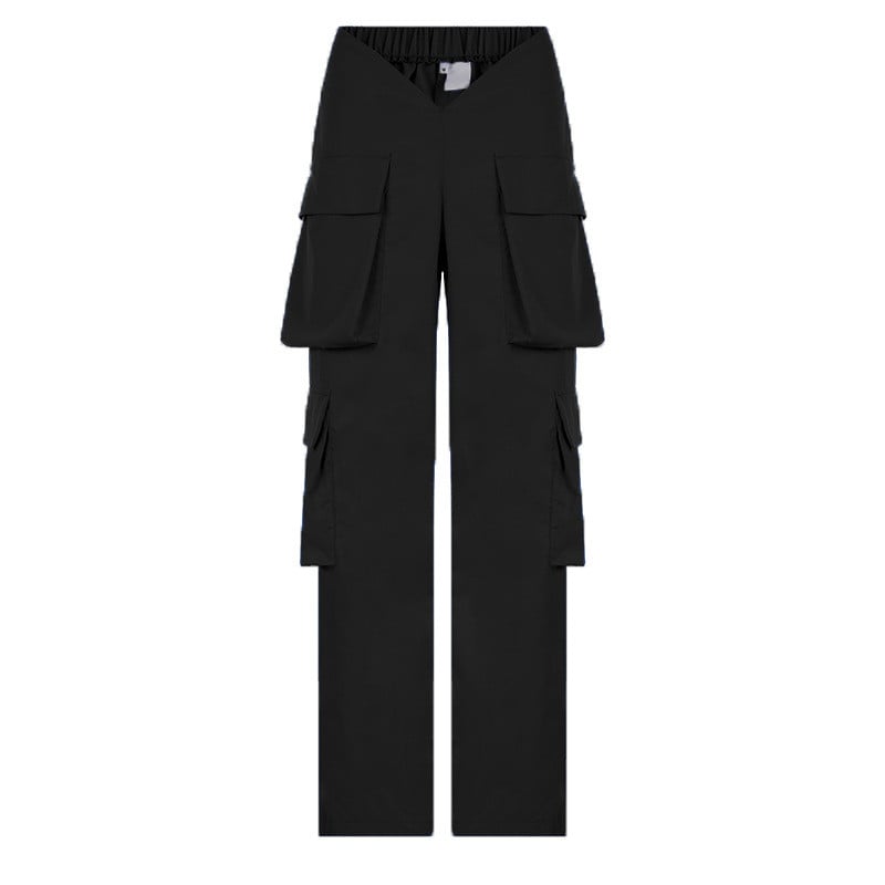 Γυναικείο παντελόνι Casual Hip-hop στυλ ίσιο Παντελόνι με γερανό μεγάλη τσέπη Μπλε με λαιμόκοψη V διακριτικό στενό στη μέση casual παντελόνι Y2K