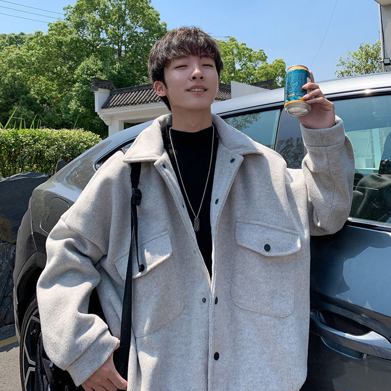 Vuneni kaput Muškarci Oversize S velikim džepom Jednobojna zimska topla mješavina Slobodno vrijeme Novi trendi Višeslojna Ulzzang Chic visokokvalitetna muška odjeća
