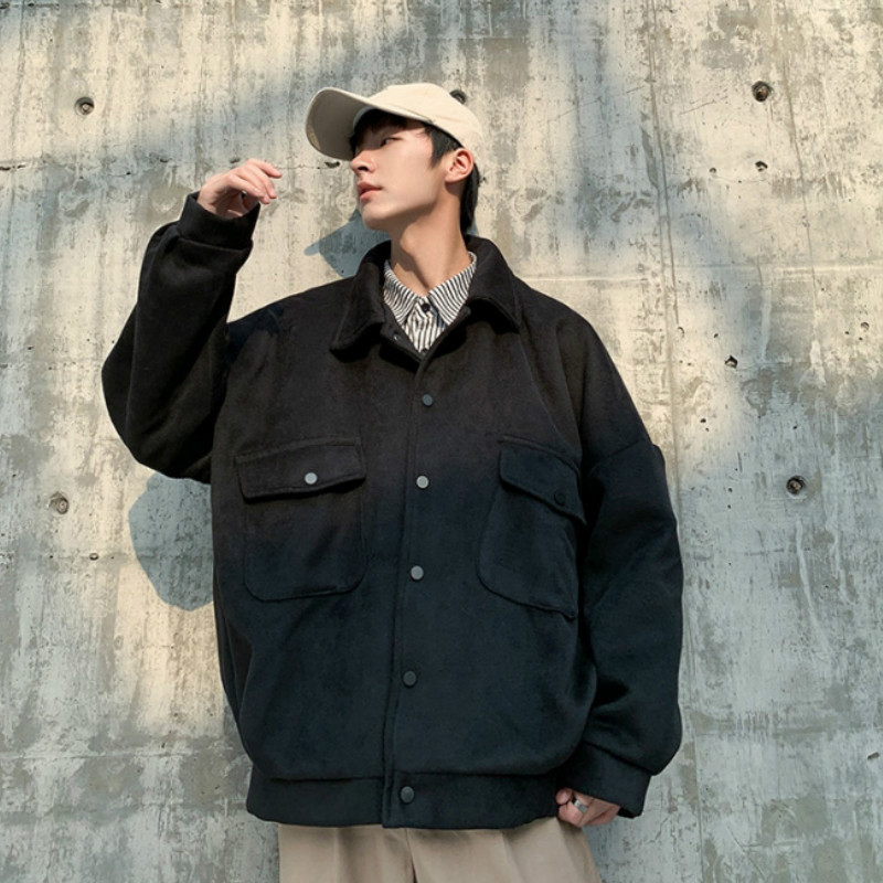 Vuneni kaput Muškarci Oversize S velikim džepom Jednobojna zimska topla mješavina Slobodno vrijeme Novi trendi Višeslojna Ulzzang Chic visokokvalitetna muška odjeća