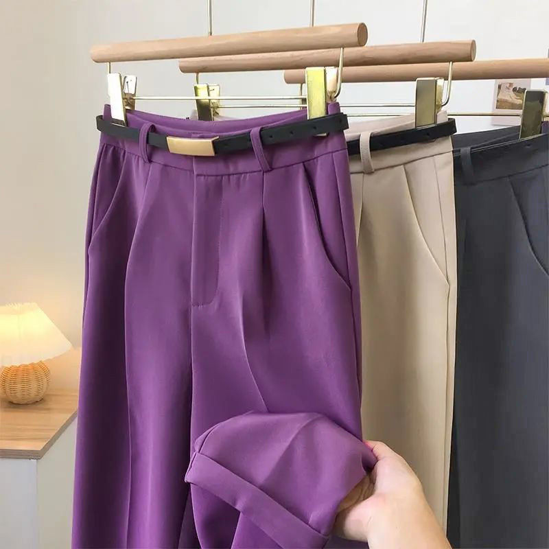 Elegantsed sirged püksid naiste ülikond püksid vabaaja massiivne kõrge vöökohaga pahkluuni ulatuv riba haaremipüksid kevadsuvi 2023, uus A18
