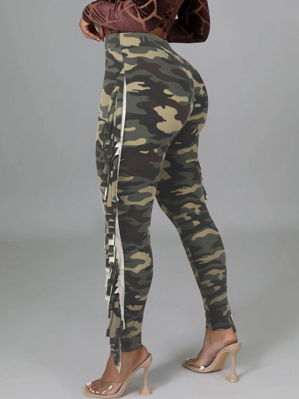 Camuflage Leopard Print Tutt Püksid Pliiats Naiste Kõrge vöökohaga Retuusid Klubirõivad Kitsad püksid Pidu Ööklubi Bodycon Püksid