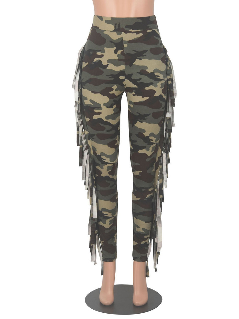 Camuflage Leopard Print Tutt Püksid Pliiats Naiste Kõrge vöökohaga Retuusid Klubirõivad Kitsad püksid Pidu Ööklubi Bodycon Püksid