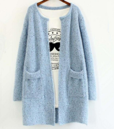 ποικιλόχρωμη άγρια πλεκτή τσέπη tricot pull γυναικεία ρούχα ζακέτα τρίχα γάτας μακρυμάνικο πουλόβερ μπλε, κόκκινο, ροζ, μπλε, μπεζ, γκρι