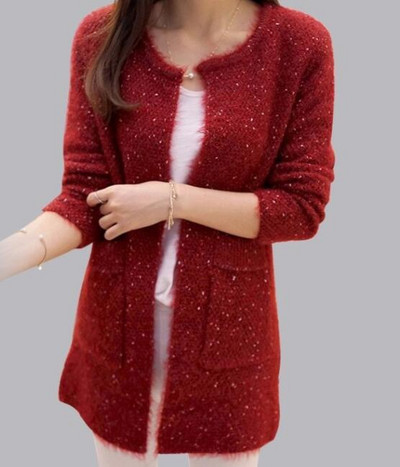 ποικιλόχρωμη άγρια πλεκτή τσέπη tricot pull γυναικεία ρούχα ζακέτα τρίχα γάτας μακρυμάνικο πουλόβερ μπλε, κόκκινο, ροζ, μπλε, μπεζ, γκρι