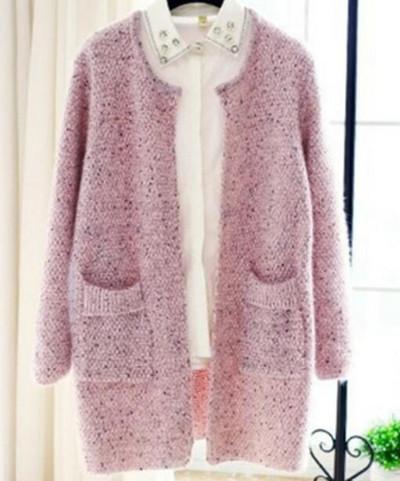 ποικιλόχρωμη άγρια πλεκτή τσέπη tricot pull γυναικεία ρούχα ζακέτα τρίχα γάτας μακρυμάνικο πουλόβερ μπλε, κόκκινο, ροζ, μπλε, μπεζ, γκρι