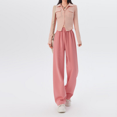 2023. aasta kevade vabaaja dressipüksid naiste puuvillased pikad laia säärega püksid püksid kõrge vöökohaga püksid korea stiilis