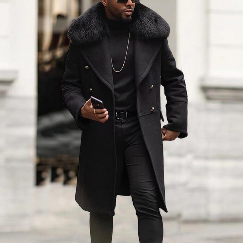 Mood Meeste Mantlid Sügis Talv Briti Suured Tänavarõivad Mantel Karvkrae Mantel Meeste Villane Mantlid Välisrõivad Kardigan