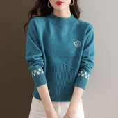 Μόδα φθινοπώρου και χειμώνα Υπόστρωμα με μισό ψηλό γιακά μονόχρωμη μόδα Casual πουλόβερ High Street Commuter πουλόβερ Vintage Top