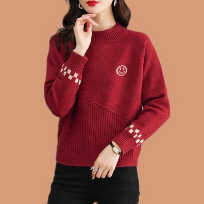 Μόδα φθινοπώρου και χειμώνα Υπόστρωμα με μισό ψηλό γιακά μονόχρωμη μόδα Casual πουλόβερ High Street Commuter πουλόβερ Vintage Top