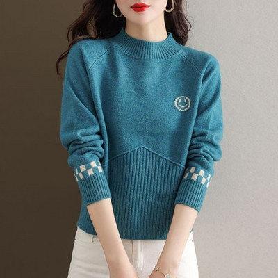 Μόδα φθινοπώρου και χειμώνα Υπόστρωμα με μισό ψηλό γιακά μονόχρωμη μόδα Casual πουλόβερ High Street Commuter πουλόβερ Vintage Top