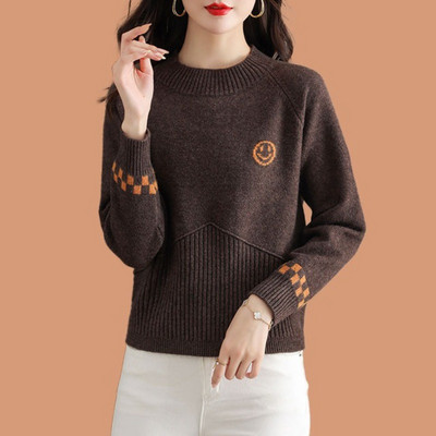 Μόδα φθινοπώρου και χειμώνα Υπόστρωμα με μισό ψηλό γιακά μονόχρωμη μόδα Casual πουλόβερ High Street Commuter πουλόβερ Vintage Top