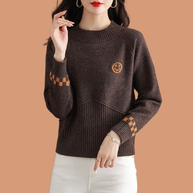 Μόδα φθινοπώρου και χειμώνα Υπόστρωμα με μισό ψηλό γιακά μονόχρωμη μόδα Casual πουλόβερ High Street Commuter πουλόβερ Vintage Top