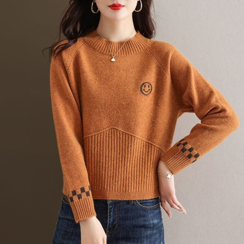 Μόδα φθινοπώρου και χειμώνα Υπόστρωμα με μισό ψηλό γιακά μονόχρωμη μόδα Casual πουλόβερ High Street Commuter πουλόβερ Vintage Top