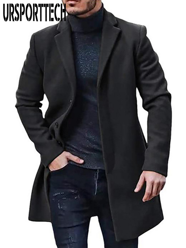Talvine meeste jope Villasegu mantel Meeste pikad villased jakid Massiivne fliis Meeste mantel Trench Meeste mantel Ülerõivad Tuulejope
