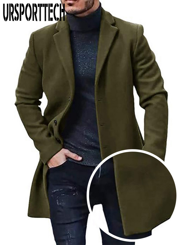 Talvine meeste jope Villasegu mantel Meeste pikad villased jakid Massiivne fliis Meeste mantel Trench Meeste mantel Ülerõivad Tuulejope