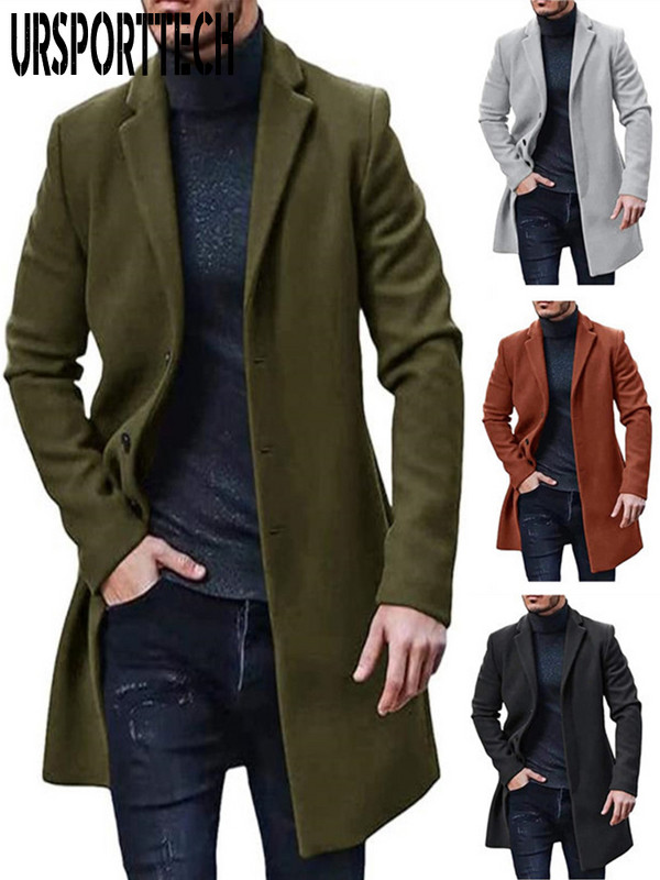 Talvine meeste jope Villasegu mantel Meeste pikad villased jakid Massiivne fliis Meeste mantel Trench Meeste mantel Ülerõivad Tuulejope