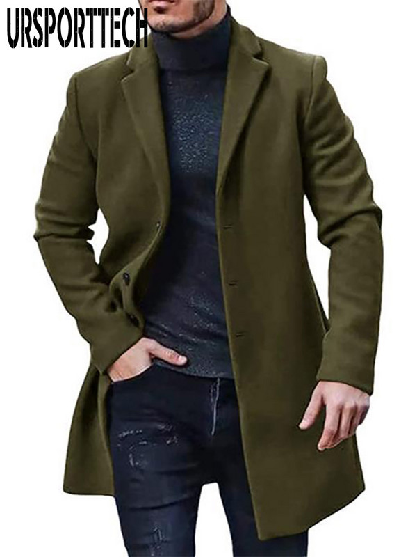 Talvine meeste jope Villasegu mantel Meeste pikad villased jakid Massiivne fliis Meeste mantel Trench Meeste mantel Ülerõivad Tuulejope